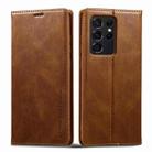 For Samsung Galaxy S21 Ultra 5G LC.IMEEKE RFID Anti-theft Leather Phone Case(Brown) - 1