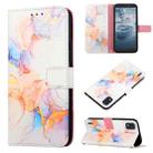 For Nokia C2 2ND Edition PT003 Marble Pattern Flip Leather Phone Case(Galaxy Marble White LS004) - 1