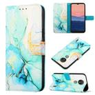 For Nokia C21 PT003 Marble Pattern Flip Leather Phone Case(Green LS003) - 1