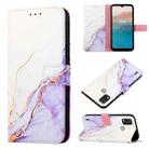 For Nokia C21 Plus PT003 Marble Pattern Flip Leather Phone Case(White Purple LS006) - 1