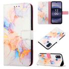 For Nokia G11 Plus PT003 Marble Pattern Flip Leather Phone Case(Galaxy Marble White LS004) - 1