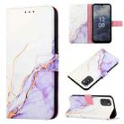 For Nokia G60 5G PT003 Marble Pattern Flip Leather Phone Case(White Purple LS006) - 1