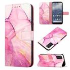For Nokia G100 PT003 Marble Pattern Flip Leather Phone Case(Pink Purple Gold LS001) - 1