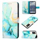 For Nokia G100 PT003 Marble Pattern Flip Leather Phone Case(Green LS003) - 1