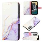 For Nokia G400 PT003 Marble Pattern Flip Leather Phone Case(White Purple LS006) - 1