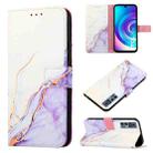 For TCL 30 5G/30+ 5G PT003 Marble Pattern Flip Leather Phone Case(White Purple LS006) - 1