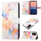 For TCL 30T T603DL PT003 Marble Pattern Flip Leather Phone Case(Galaxy Marble White LS004) - 1