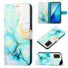 For TCL 303 PT003 Marble Pattern Flip Leather Phone Case(Green LS003) - 1