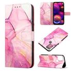 For TCL 305i With Fingerprint PT003 Marble Pattern Flip Leather Phone Case(Pink Purple Gold LS001) - 1