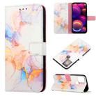 For TCL 305i With Fingerprint PT003 Marble Pattern Flip Leather Phone Case(Galaxy Marble White LS004) - 1