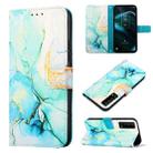 For TCL Stylus 5G PT003 Marble Pattern Flip Leather Phone Case(Green LS003) - 1