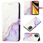 For UMIDIGI Power 7 Max PT003 Marble Pattern Flip Leather Phone Case(White Purple LS006) - 1