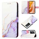 For ZTE Axon 40 Pro PT003 Marble Pattern Flip Leather Phone Case(White Purple LS006) - 1