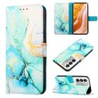 For ZTE Axon 40 Ultra PT003 Marble Pattern Flip Leather Phone Case(Green LS003) - 1