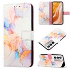 For ZTE Axon 40 Ultra PT003 Marble Pattern Flip Leather Phone Case(Galaxy Marble White LS004) - 1