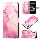 For Fujitsu Arrows Be F-04K PT003 Marble Pattern Flip Leather Phone Case(Pink Purple Gold LS001) - 1