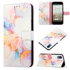 For Fujitsu Arrows NX F-01K PT003 Marble Pattern Flip Leather Phone Case(Galaxy Marble White LS004) - 1