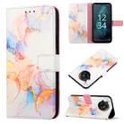 For Sharp Aquos R7/Aquos P7 PT003 Marble Pattern Flip Leather Phone Case(Galaxy Marble White LS004) - 1