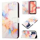 For Sharp Aquos V6/V6 Plus PT003 Marble Pattern Flip Leather Phone Case(Galaxy Marble White LS004) - 1