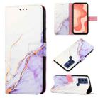 For Sharp Aquos V6/V6 Plus PT003 Marble Pattern Flip Leather Phone Case(White Purple LS006) - 1