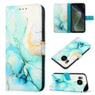 For Sharp Aquos Sense7 Plus PT003 Marble Pattern Flip Leather Phone Case(Green LS003) - 1