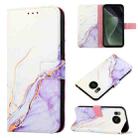 For Sharp Aquos Sense7 Plus PT003 Marble Pattern Flip Leather Phone Case(White Purple LS006) - 1