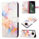 For Sharp Aquos Sense7 SH-V48 PT003 Marble Pattern Flip Leather Phone Case(Galaxy Marble White LS004) - 1