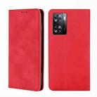 For OPPO A57s 4G / A57e 4G Skin Feel Magnetic Flip Leather Phone Case(Red) - 1