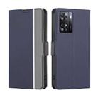 For OPPO A57s 4G / A57e 4G Twill Texture Side Buckle Leather Phone Case(Blue) - 1