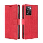 For OPPO A57s 4G / A57e 4G Skin Feel Crocodile Magnetic Clasp Leather Phone Case(Red) - 1