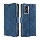 For OPPO K10 5G Global Skin Feel Crocodile Magnetic Clasp Leather Phone Case(Blue) - 1