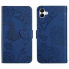 For Samsung Galaxy A04 4G HT03 Skin Feel Butterfly Embossed Flip Leather Phone Case(Blue) - 1