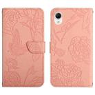 For Samsung Galaxy A23 5G JP Version HT03 Skin Feel Butterfly Embossed Flip Leather Phone Case(Pink) - 1