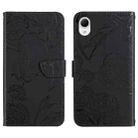 For Samsung Galaxy A23 5G JP Version HT03 Skin Feel Butterfly Embossed Flip Leather Phone Case(Black) - 1