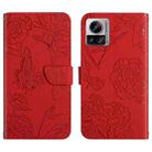 For Motorola Edge 30 Ultra/Moto X30 Pro HT03 Skin Feel Butterfly Embossed Flip Leather Phone Case(Red) - 1