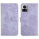 For Motorola Edge 30 Ultra/Moto X30 Pro HT03 Skin Feel Butterfly Embossed Flip Leather Phone Case(Purple) - 1