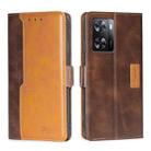 For OPPO A57s 4G / A57e 4G Contrast Color Side Buckle Leather Phone Case(Dark Brown+Gold) - 1