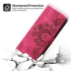 For iPhone 13 Pro Max Skin-feel Flowers Embossed Wallet Leather Phone Case(Wine Red) - 5