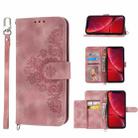 For iPhone XR Skin-feel Flowers Embossed Wallet Leather Phone Case(Pink) - 1