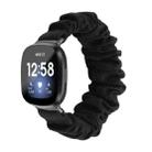 For Fitbit Versa 4 / Sense 2 Universal Hair Ring Cloth Watch Band(Black) - 1