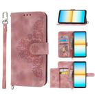 For Sony Xperia 1 IV Skin-feel Flowers Embossed Wallet Leather Phone Case(Pink) - 1