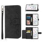 For Google Pixel 6 Skin-feel Flowers Embossed Wallet Leather Phone Case(Black) - 1