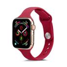 For Apple Watch 5/4 44mm & 3/2/1 42mm Thin Silicone Watch Band(Rose Red) - 1