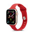 For Apple Watch 5/4 40mm & 3/2/1 38mm Thin Silicone Watch Band(Camellia Red) - 1