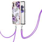 For Nothing Phone 1 Electroplating IMD TPU Phone Case with Lanyard(Purple Flower) - 1