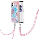 For Nothing Phone 1 Electroplating IMD TPU Phone Case with Lanyard(Blue Marble) - 1