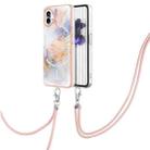 For Nothing Phone 1 Electroplating IMD TPU Phone Case with Lanyard(White Marble) - 1