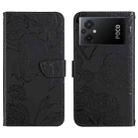 For Xiaomi Poco M5 4G/5G/M4 5G HT03 Skin Feel Butterfly Embossed Flip Leather Phone Case(Black) - 1