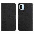 For Xiaomi Redmi A1 HT03 Skin Feel Butterfly Embossed Flip Leather Phone Case(Black) - 1