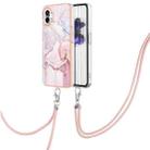 For Nothing Phone 1 Electroplating Marble Pattern TPU Phone Case with Lanyard(Rose Gold 005) - 1